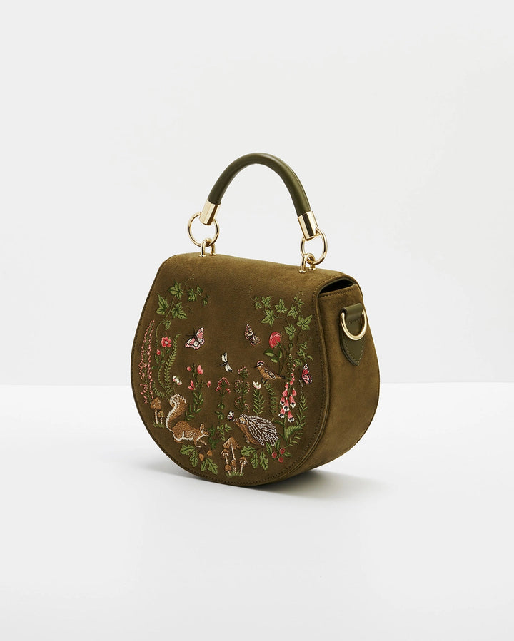 Charlotte Meadow Scene Embroidered Saddle Bag
