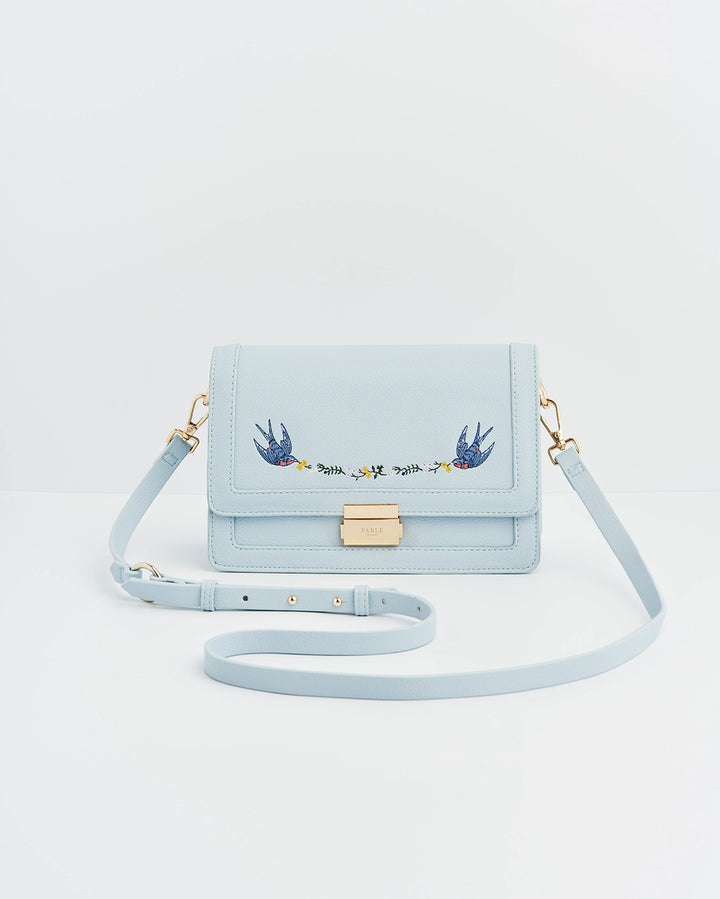 Fable Bird Embroidered Foldover Bag