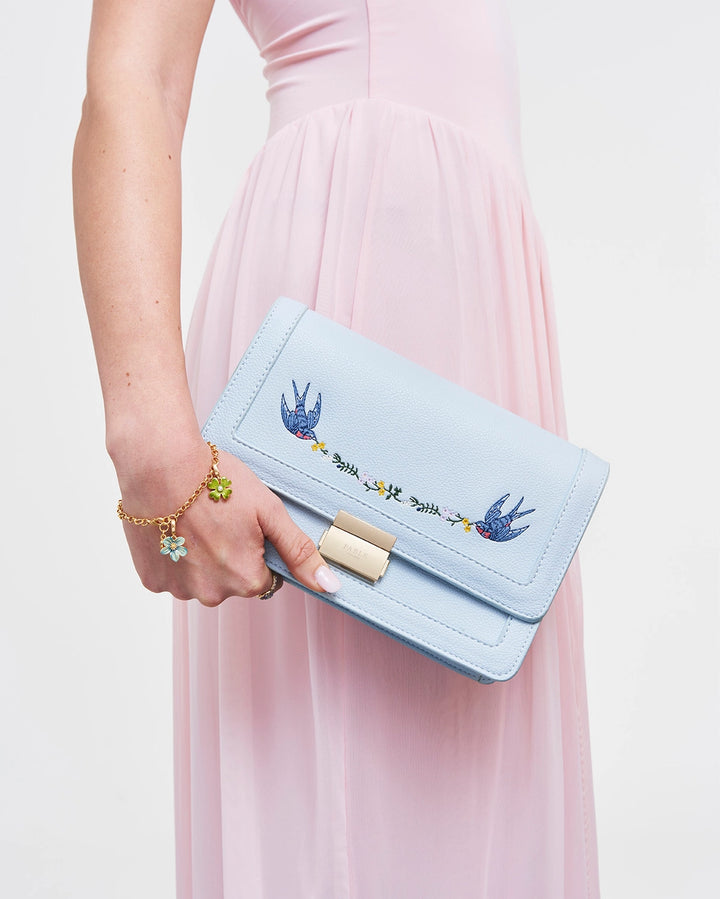 Fable Bird Embroidered Foldover Bag