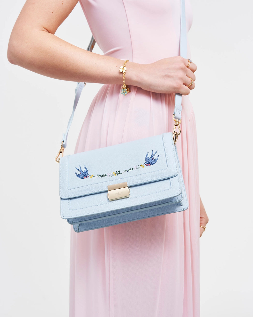 Fable Bird Embroidered Foldover Bag