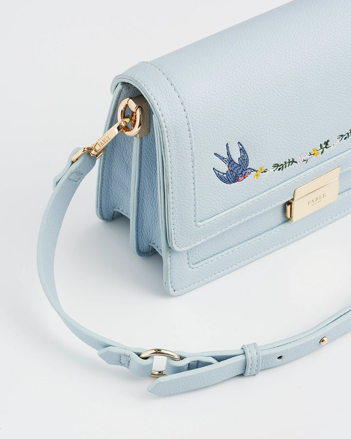 Fable Bird Embroidered Foldover Bag