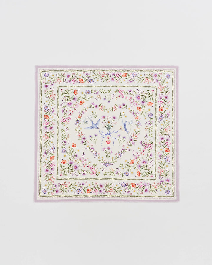 Fable Forget Me Knot Cream Narrative Square Scarf