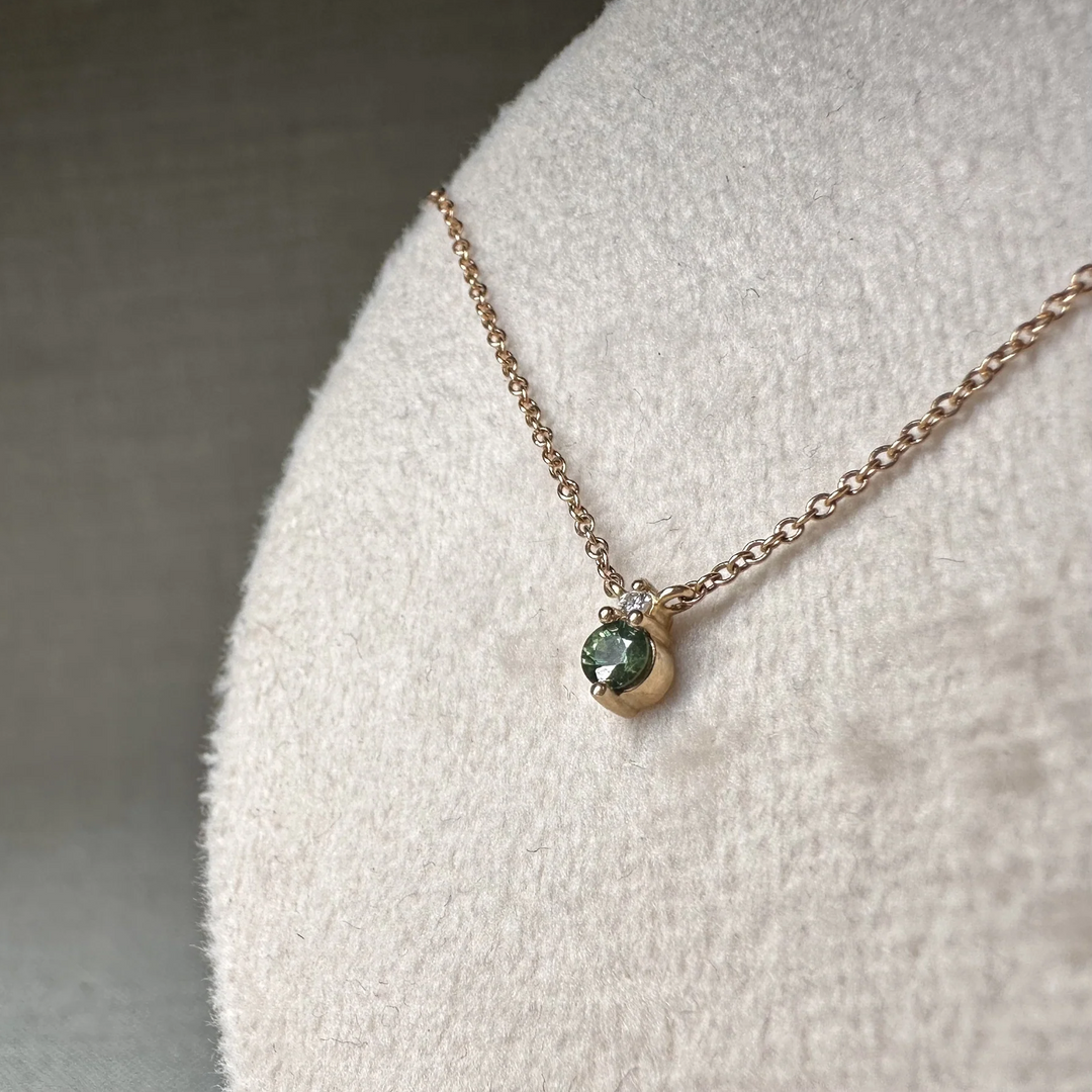 Green Sapphire and Diamond Necklace