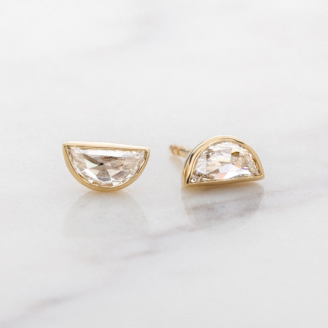 Half Moon Rose Cut Lab Grown Diamond Studs