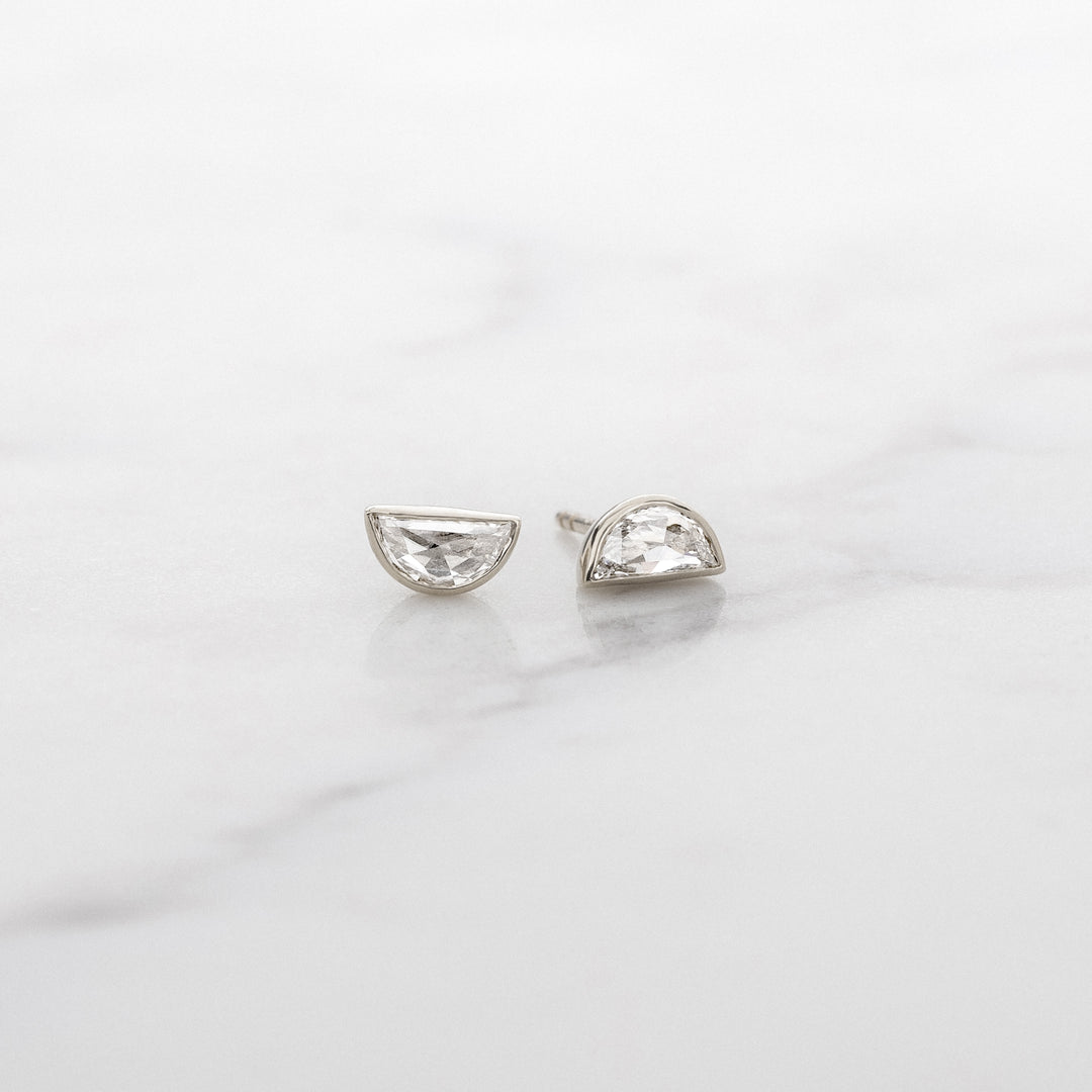 Half Moon Rose Cut Lab Grown Diamond Studs