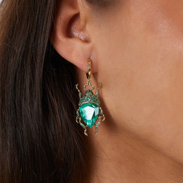 The Green Bug Hoop Earrings