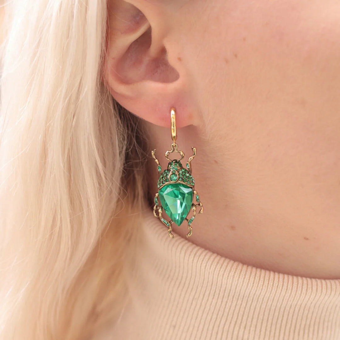 The Green Bug Hoop Earrings