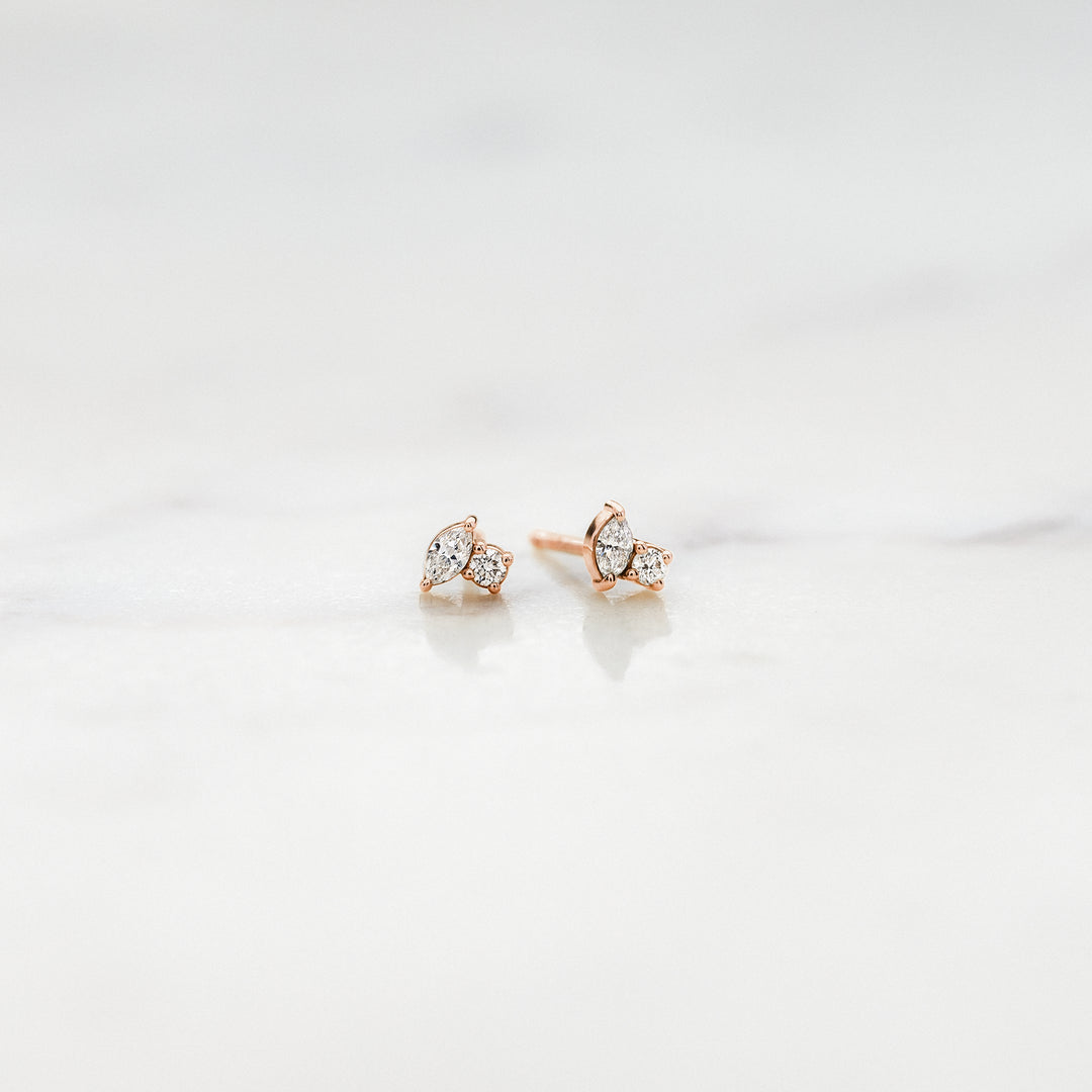 Marquise and Round Diamond Studs