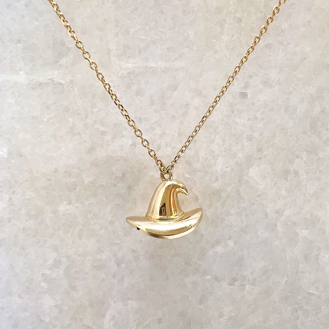 Gold Witch Hat Charm or Necklace