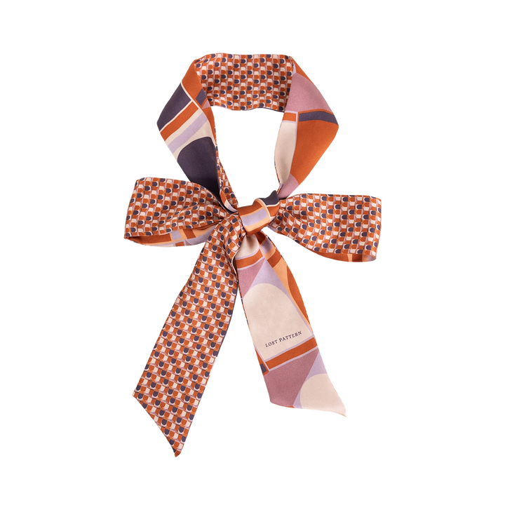 Modular Silk Skinny Scarf - Orange