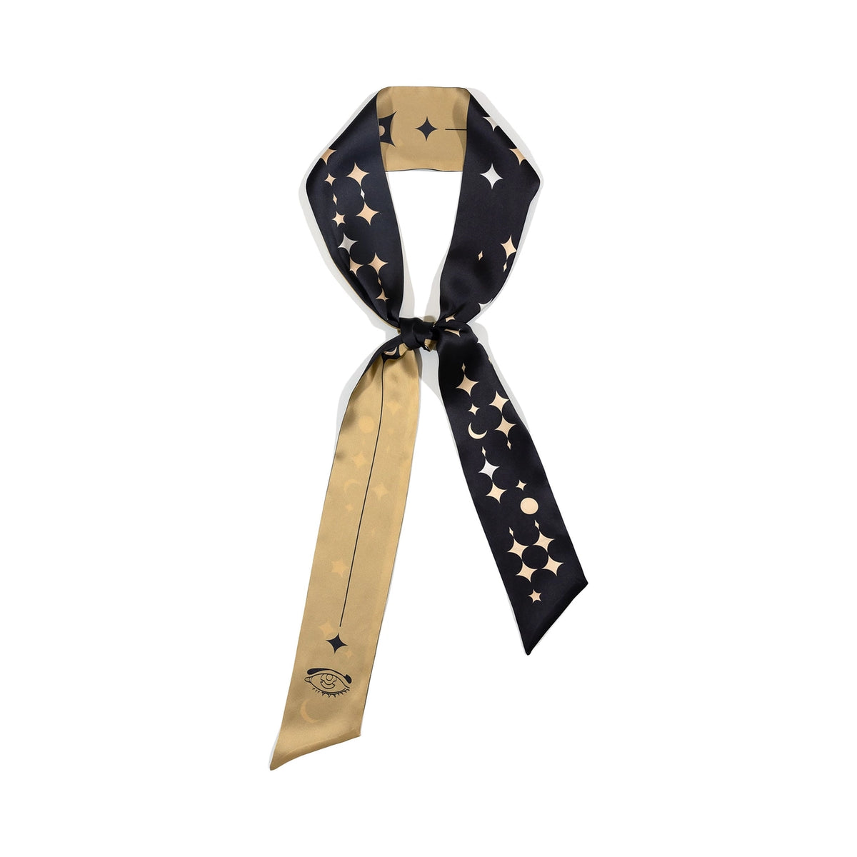 Moonlit Stars Silk Twilly Scarf