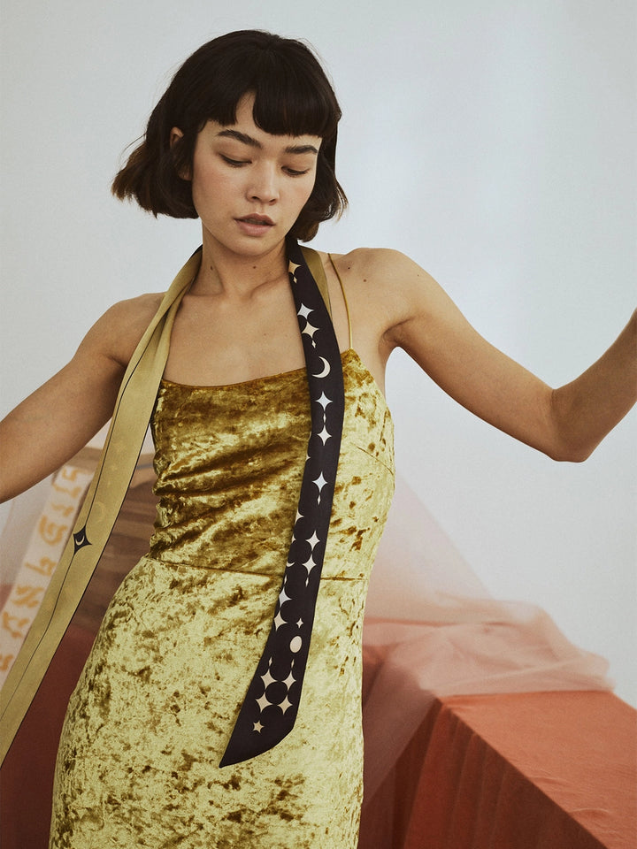 Moonlit Stars Silk Twilly Scarf