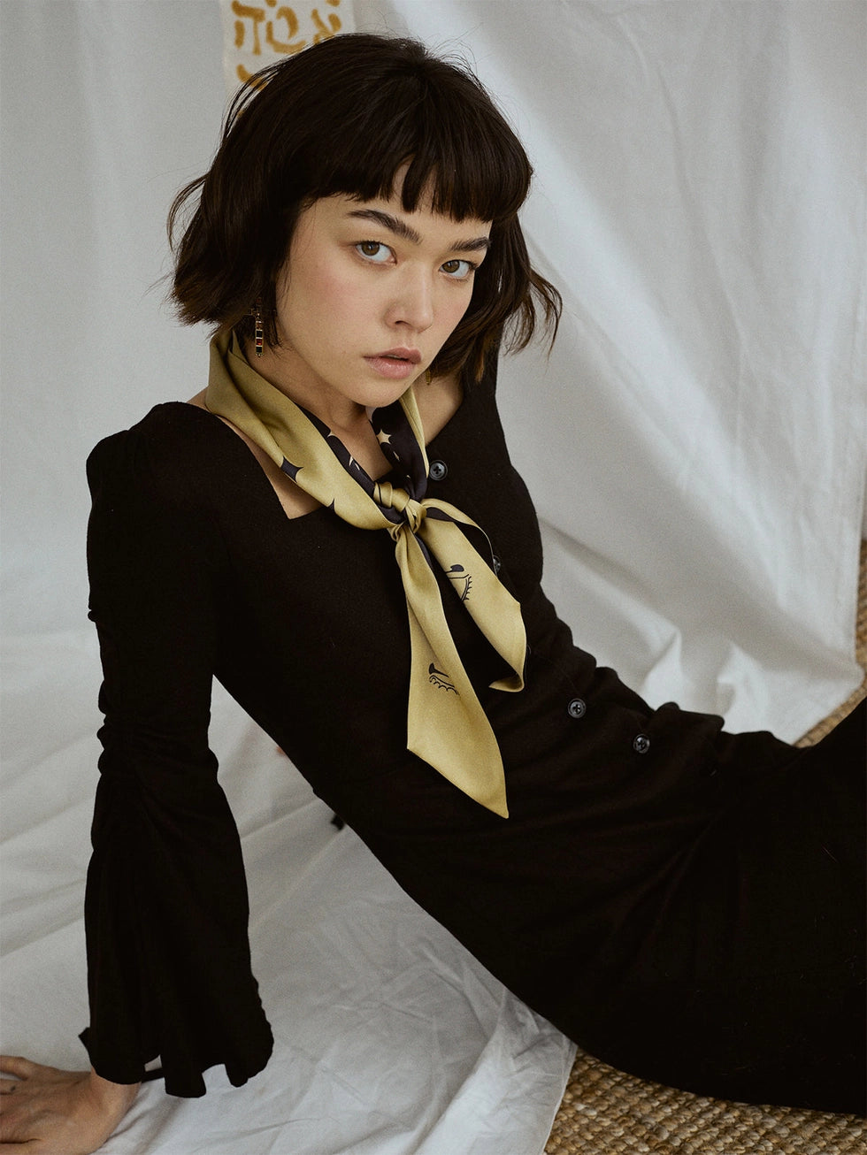 Moonlit Stars Silk Twilly Scarf