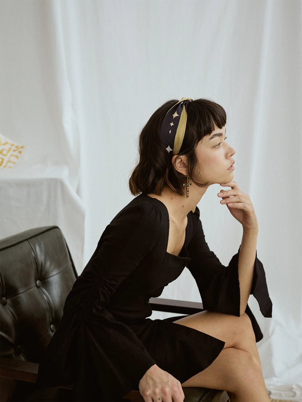 Moonlit Stars Silk Twilly Scarf