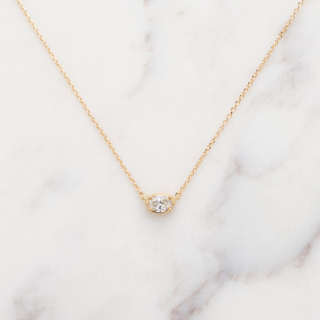 Oval Lab Grown Diamond Solitaire Necklace