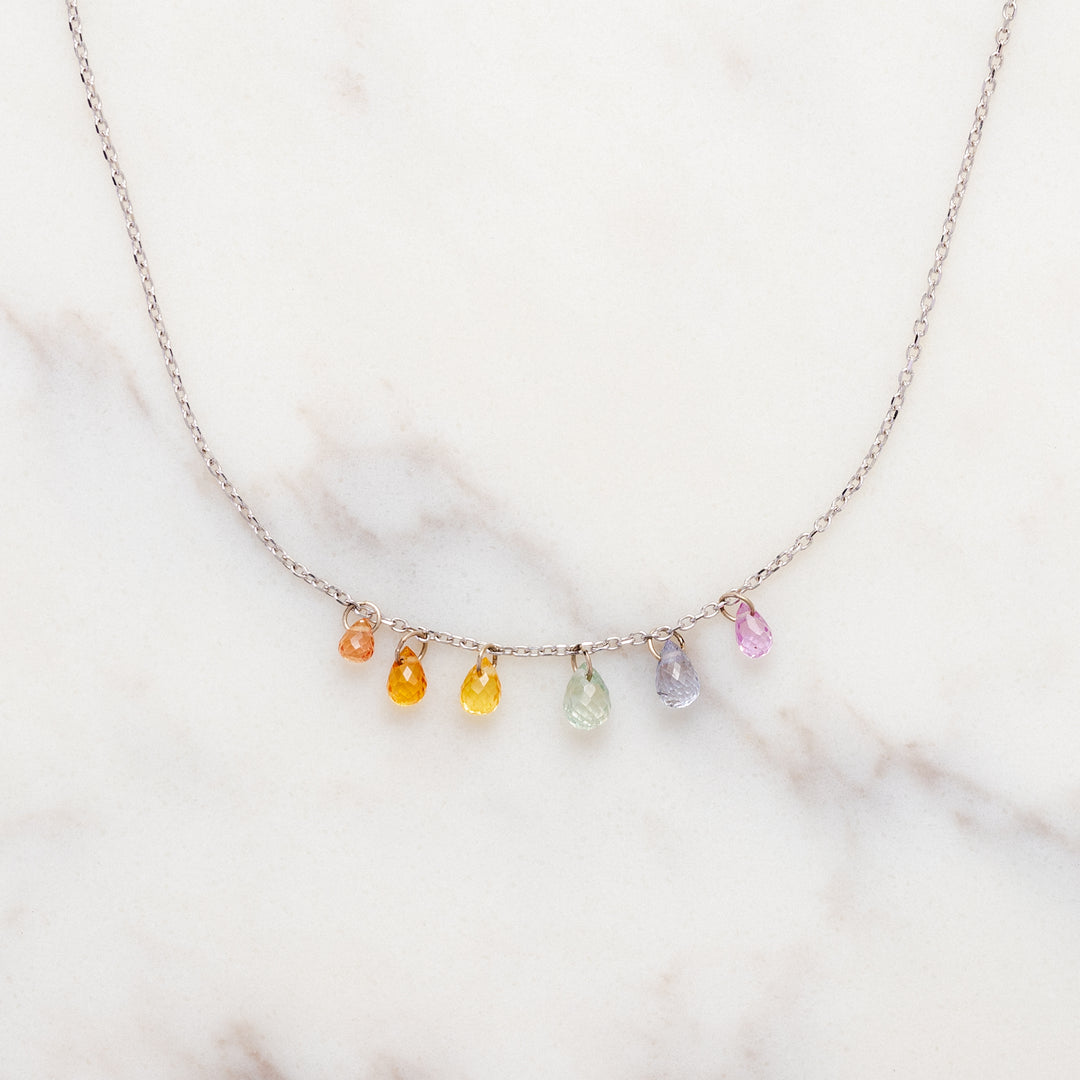 Pastel Rainbow Sapphire Briolette Necklace