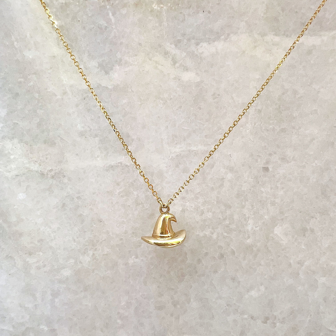Gold Witch Hat Charm or Necklace