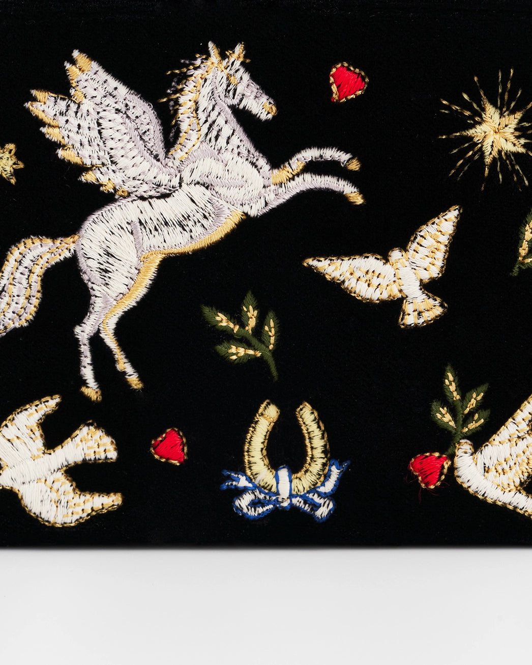Fable Black Celestial Velvet Embroidered Purse