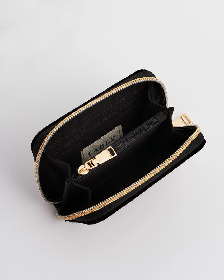 Fable Black Celestial Velvet Embroidered Purse