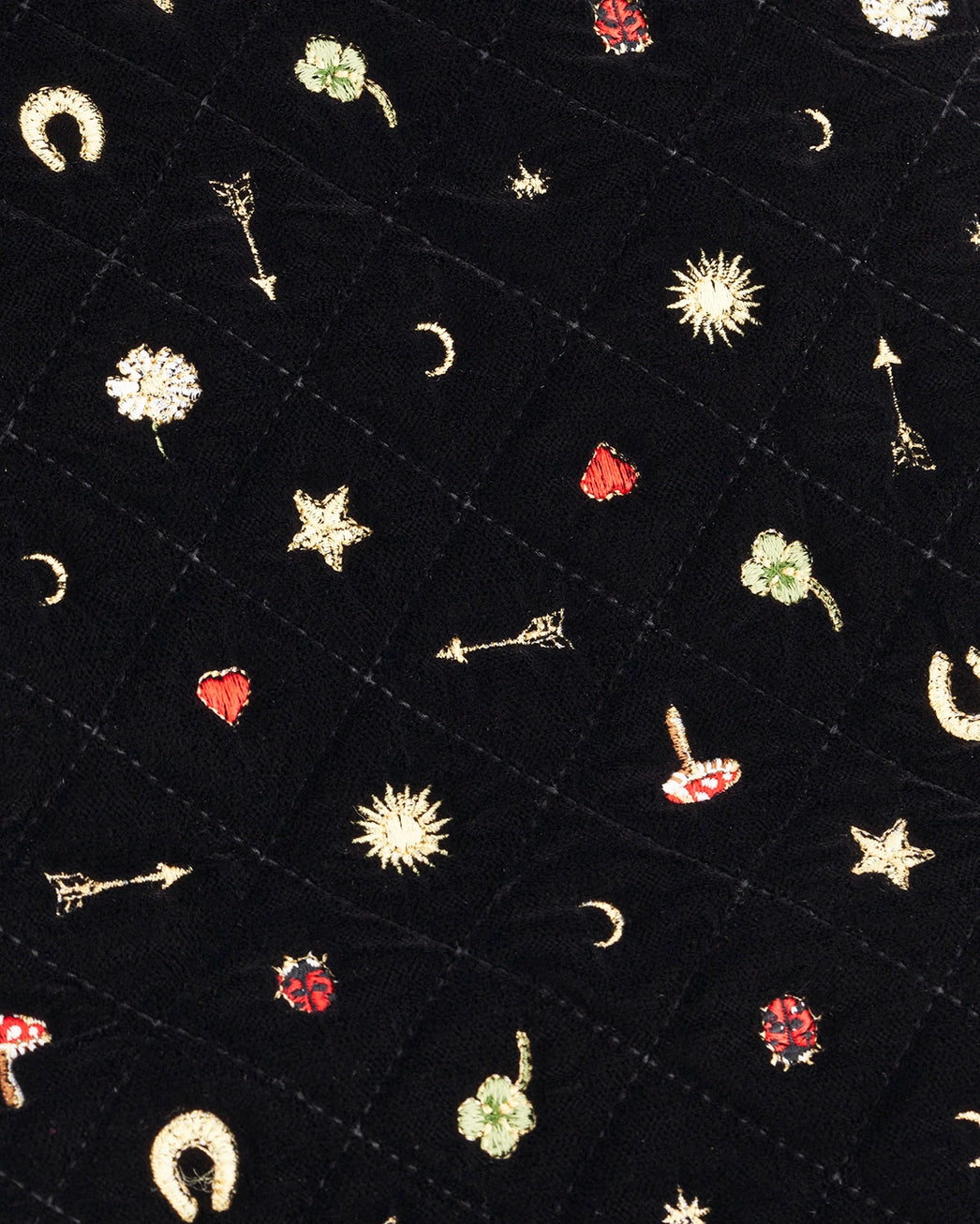 Fable Black Quilted Motif Embroidered Jewelry Roll