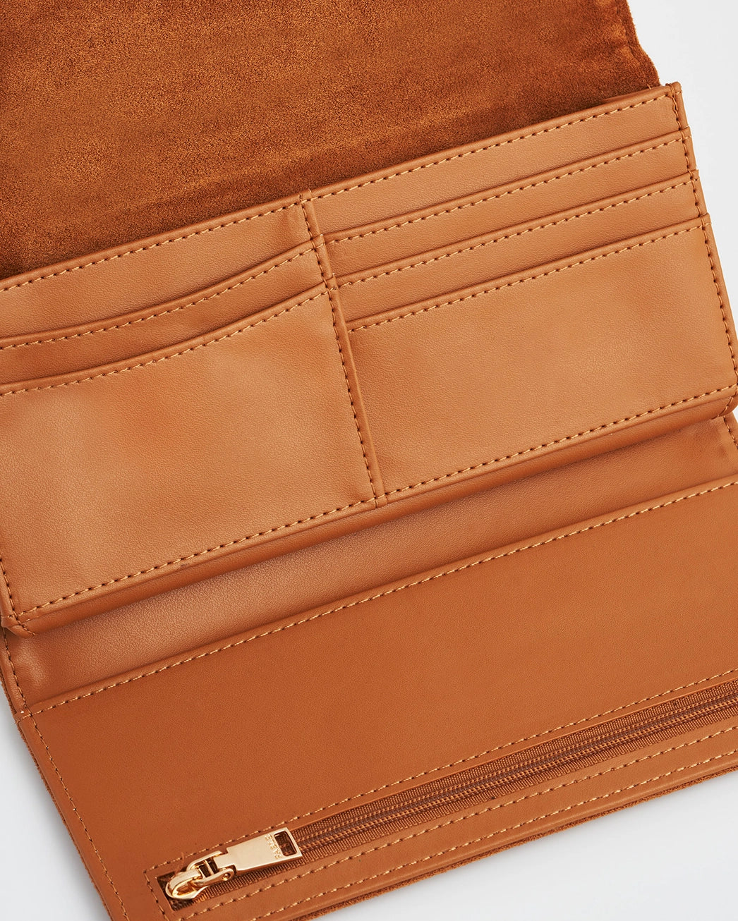 Fable Tan Faux Suede Embroidered Purse