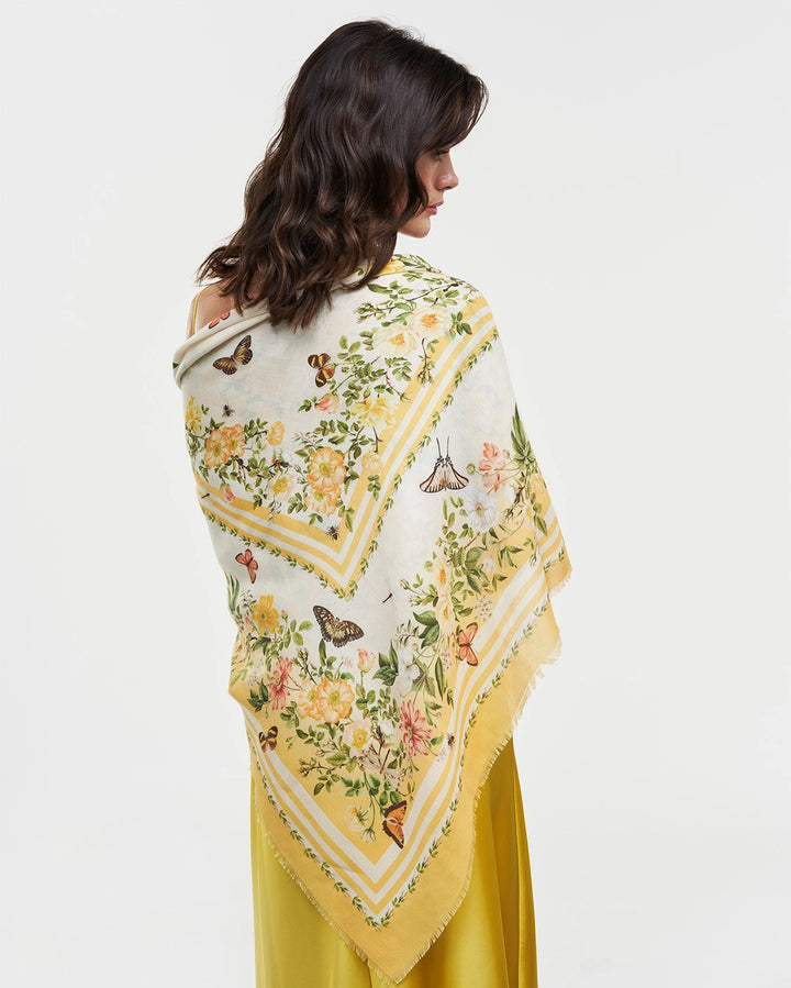 Fable Cybele Yellow Narrative Square Scarf