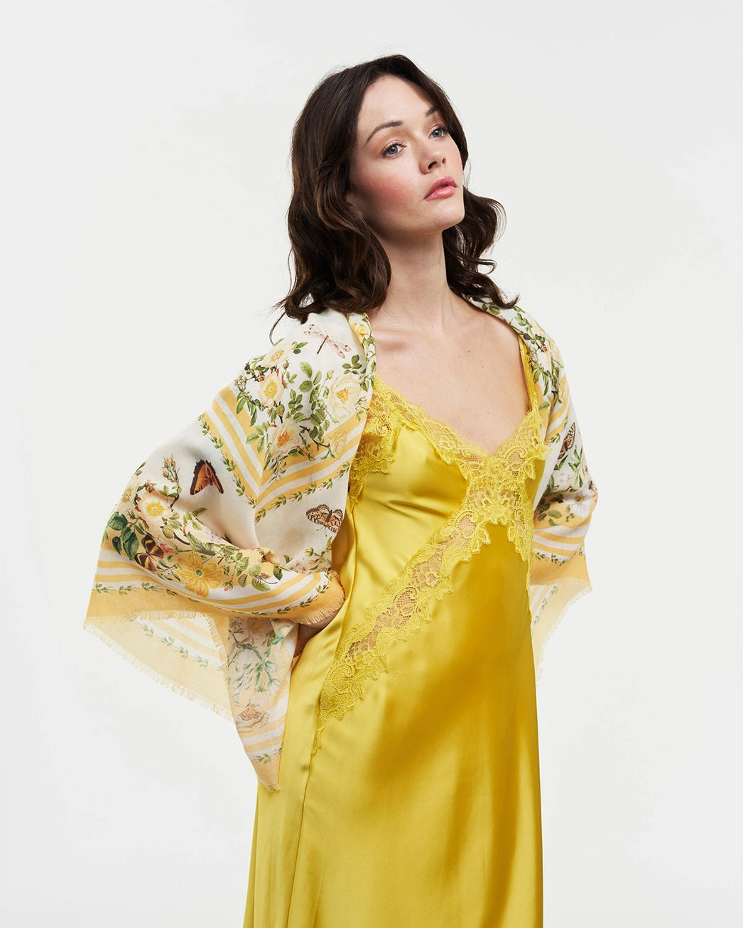 Fable Cybele Yellow Narrative Square Scarf