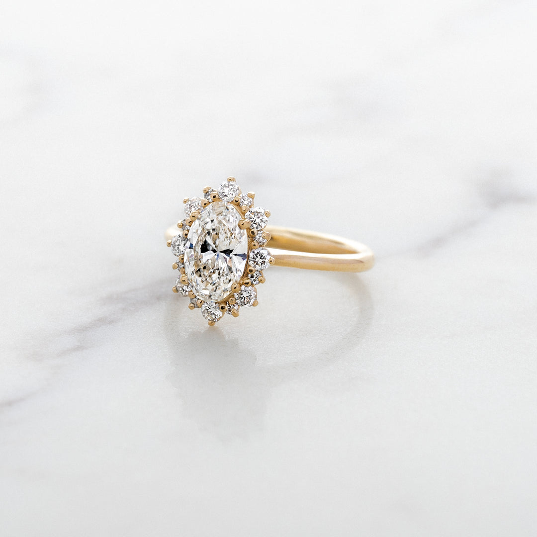 Oval Lab Grown Diamond Violet Halo Ring