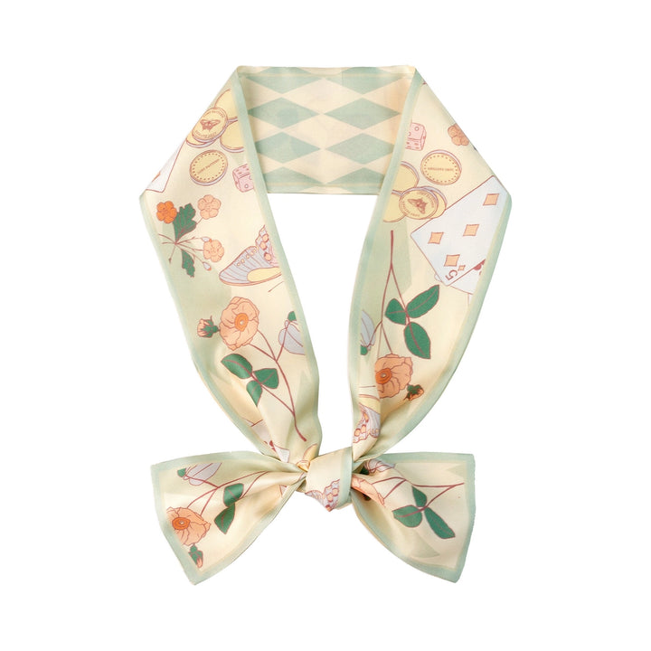 Wonderland Silk Twilly Neck Bow - Pastel Green