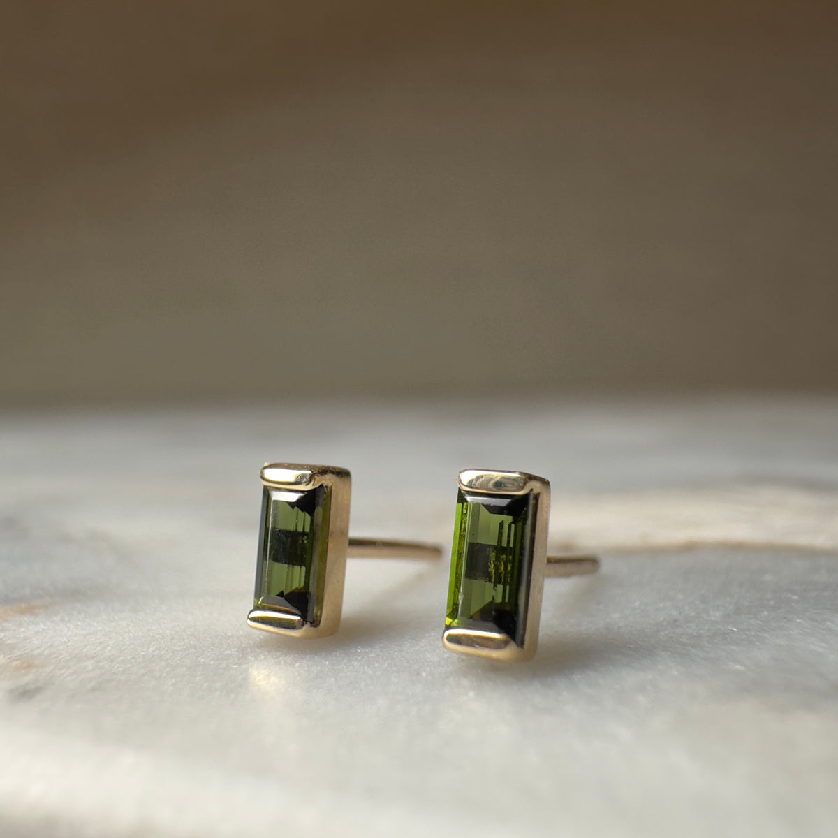 Bar Set Baguette Tourmaline Studs