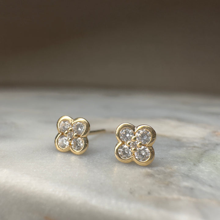 Petite Clover Diamond Studs